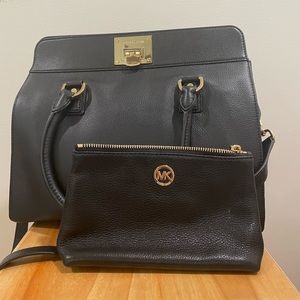 Michael Kors Black Leather Purse & Pouch
